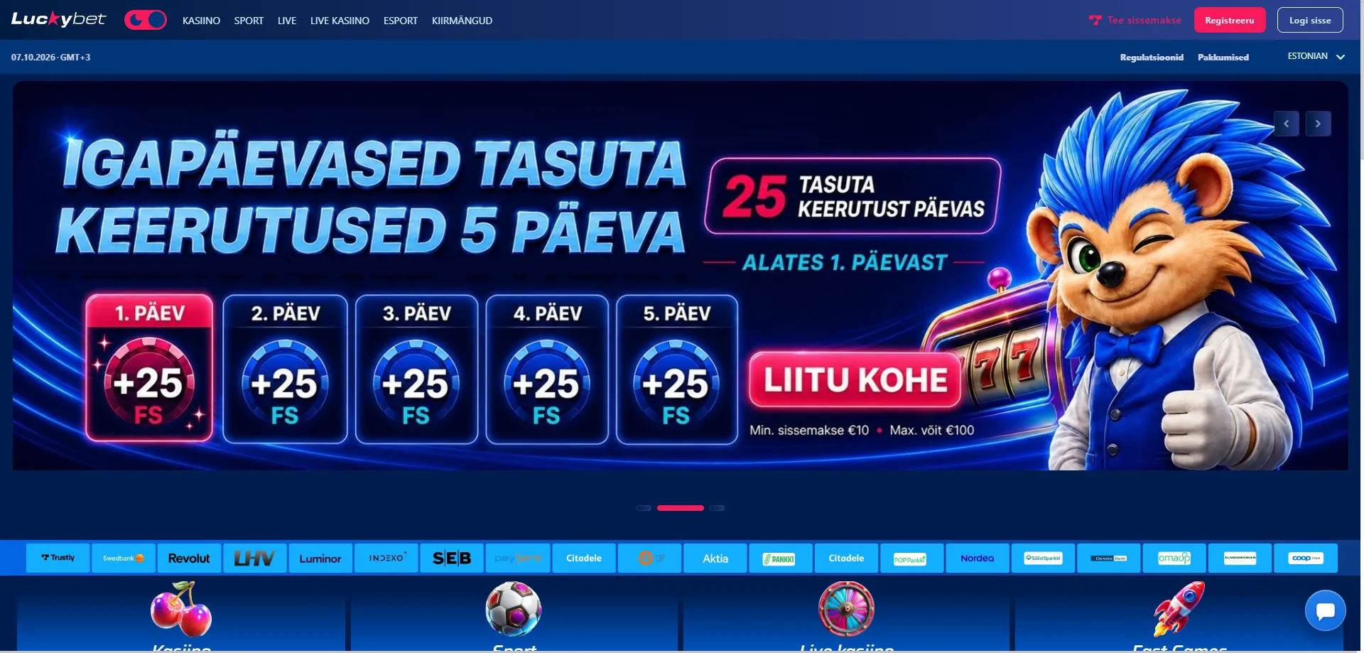 Luckybet kasiino tervitusboonus ja kampaaniad Eesti mängijatele