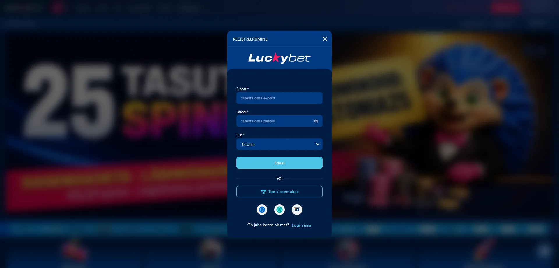 Luckybet kasiino registreerimine – uue konto loomine Eestis