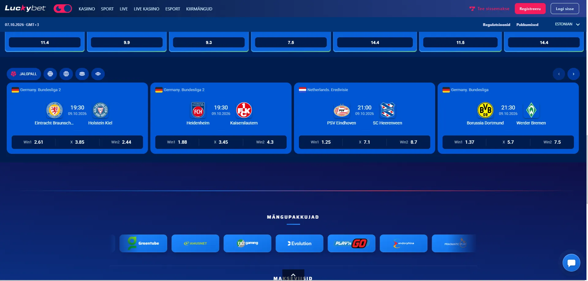 Luckybet spordikihlveod – live panus ja eelnevad kohtumised Eestis